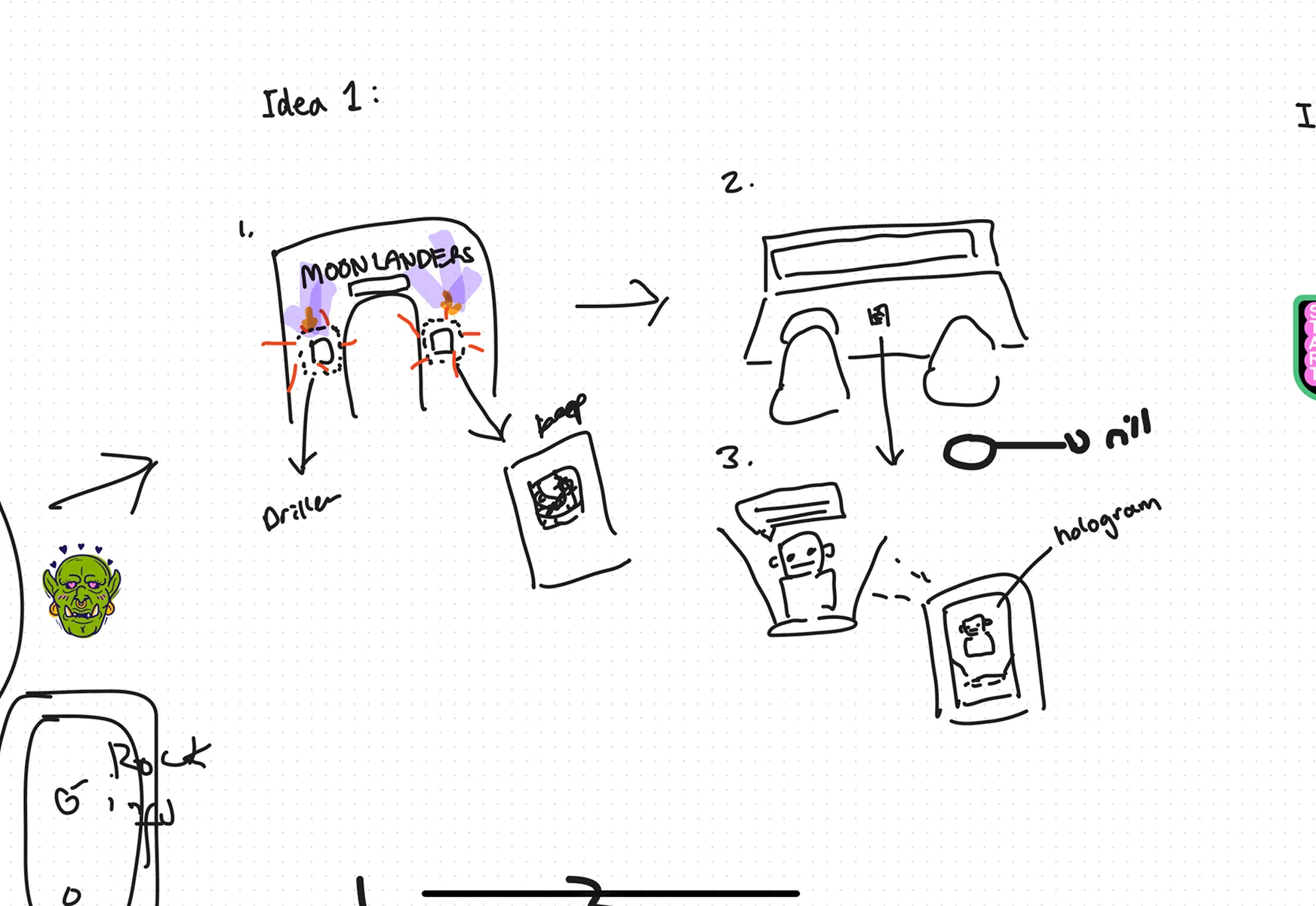 Users interact with a moon lander exhibit using AR. Scanning QR codes reveals astronauts, rover interiors, and educational holograms to simulate a lunar mission.