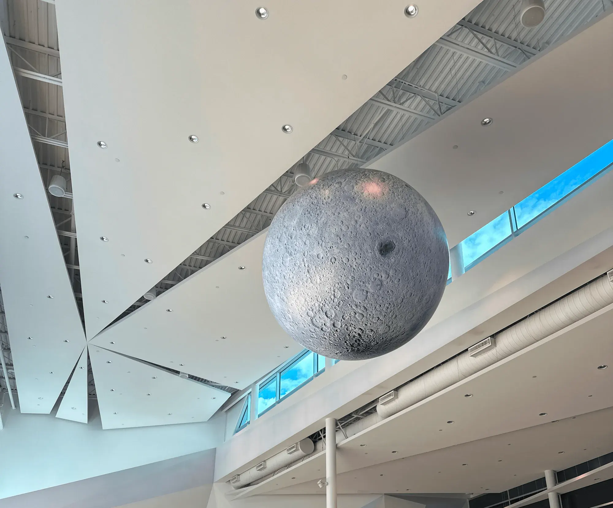 The lobby ceiling: a large, textured moon that can be scanned for AR features.